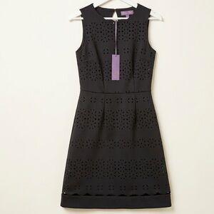 Truly Poppy Black Laser Cut Fit & Flare Dress XS NWT